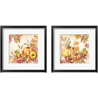 Framed 'Watercolor Harvest Pumpkins 2 Piece Framed Art Print Set' border=