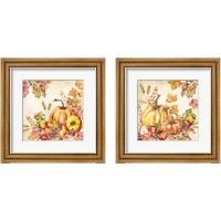 Framed 'Watercolor Harvest Pumpkins 2 Piece Framed Art Print Set' border=