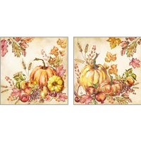 Framed 'Watercolor Harvest Pumpkins 2 Piece Art Print Set' border=