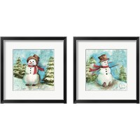 Framed Watercolor Snowmen 2 Piece Framed Art Print Set