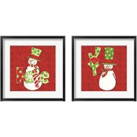 Framed 'Winter Wonderland Snowmen 2 Piece Framed Art Print Set' border=