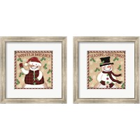 Framed Season's Greetings Snowmen 2 Piece Framed Art Print Set