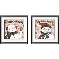 Framed 'Rustic Snowmen 2 Piece Framed Art Print Set' border=