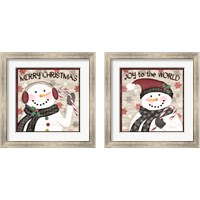 Framed 'Rustic Snowmen 2 Piece Framed Art Print Set' border=