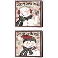 Framed 'Rustic Snowmen 2 Piece Canvas Print Set' border=
