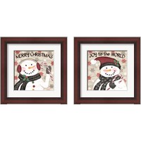 Framed 'Rustic Snowmen 2 Piece Framed Art Print Set' border=