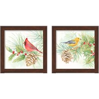 Framed 'Winter Birds  2 Piece Framed Art Print Set' border=