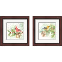 Framed 'Winter Birds  2 Piece Framed Art Print Set' border=