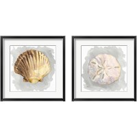 Framed 'Shells on Grey 2 Piece Framed Art Print Set' border=