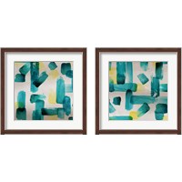Framed 'Aqua Abstract Square 2 Piece Framed Art Print Set' border=