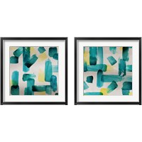 Framed Aqua Abstract Square 2 Piece Framed Art Print Set