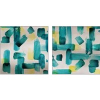 Framed Aqua Abstract Square 2 Piece Art Print Set