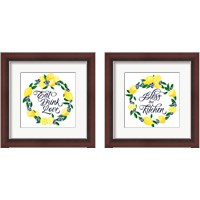 Framed 'Lemon Blueberry Kitchen Sign 2 Piece Framed Art Print Set' border=