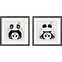 Framed 'Tumbling Pandas 2 Piece Framed Art Print Set' border=