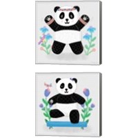 Framed 'Tumbling Pandas 2 Piece Canvas Print Set' border=