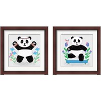 Framed 'Tumbling Pandas 2 Piece Framed Art Print Set' border=