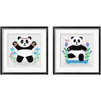 Framed 'Tumbling Pandas 2 Piece Framed Art Print Set' border=