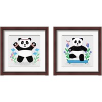 Framed 'Tumbling Pandas 2 Piece Framed Art Print Set' border=