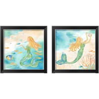 Framed 'Sea Splash Mermaid 2 Piece Framed Art Print Set' border=