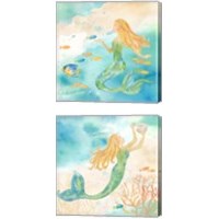 Framed 'Sea Splash Mermaid 2 Piece Canvas Print Set' border=