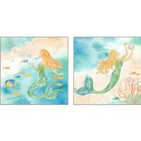 Framed 'Sea Splash Mermaid 2 Piece Art Print Set' border=