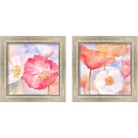 Framed Watercolor Poppy Meadow Pastel 2 Piece Framed Art Print Set