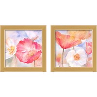 Framed 'Watercolor Poppy Meadow Pastel 2 Piece Framed Art Print Set' border=
