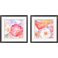 Framed Watercolor Poppy Meadow Pastel 2 Piece Framed Art Print Set