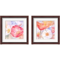 Framed Watercolor Poppy Meadow Pastel 2 Piece Framed Art Print Set
