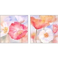 Framed 'Watercolor Poppy Meadow Pastel 2 Piece Art Print Set' border=