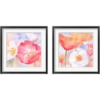 Framed 'Watercolor Poppy Meadow Pastel 2 Piece Framed Art Print Set' border=
