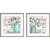 Framed 'Cotton Boll Mason Jar 2 Piece Framed Art Print Set' border=