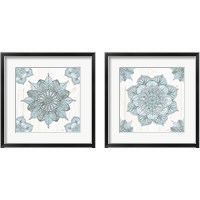 Framed 'Mandala Morning Blue and Gray 2 Piece Framed Art Print Set' border=
