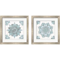 Framed Mandala Morning Blue and Gray 2 Piece Framed Art Print Set