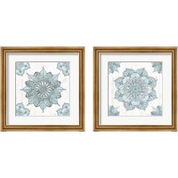 Framed Mandala Morning Blue and Gray 2 Piece Framed Art Print Set