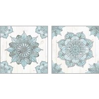 Framed Mandala Morning Blue and Gray 2 Piece Art Print Set