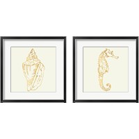 Framed 'Coastal Breese Shell Sketches 2 Piece Framed Art Print Set' border=