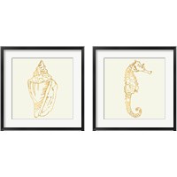 Framed 'Coastal Breese Shell Sketches 2 Piece Framed Art Print Set' border=