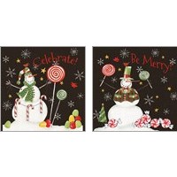 Framed Sweet Snowmen Black 2 Piece Art Print Set