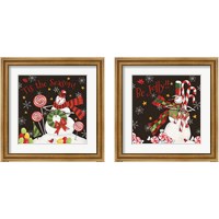 Framed 'Sweet Snowmen Black 2 Piece Framed Art Print Set' border=