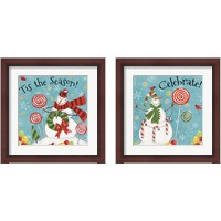 Framed Sweet Snowmen Sign Blue 2 Piece Framed Art Print Set