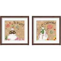 Framed 'Sweet Snowmen 2 Piece Framed Art Print Set' border=