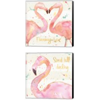 Framed 'Flamingo Fever 2 Piece Canvas Print Set' border=