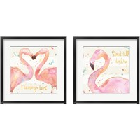 Framed 'Flamingo Fever 2 Piece Framed Art Print Set' border=