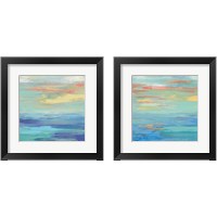 Framed 'Sunset Beach Bright 2 Piece Framed Art Print Set' border=