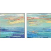 Framed 'Sunset Beach Bright 2 Piece Art Print Set' border=