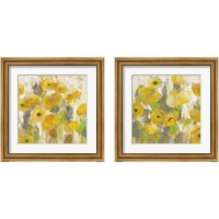 Framed 'Floating Yellow Flowers 2 Piece Framed Art Print Set' border=