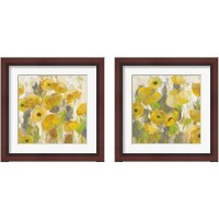 Framed 'Floating Yellow Flowers 2 Piece Framed Art Print Set' border=