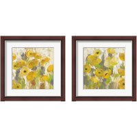 Framed 'Floating Yellow Flowers 2 Piece Framed Art Print Set' border=
