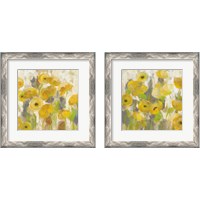 Framed 'Floating Yellow Flowers 2 Piece Framed Art Print Set' border=